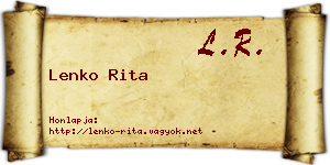 Lenko Rita névjegykártya